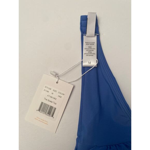NWT ANDIE Bikini Top Size Medium The Scala Blue Strapless V Cut - Picture 3 of 5